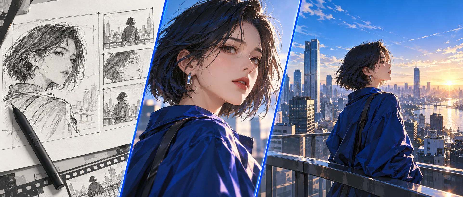 从故事构思到漫剧分镜的创作过程，AI创作示意